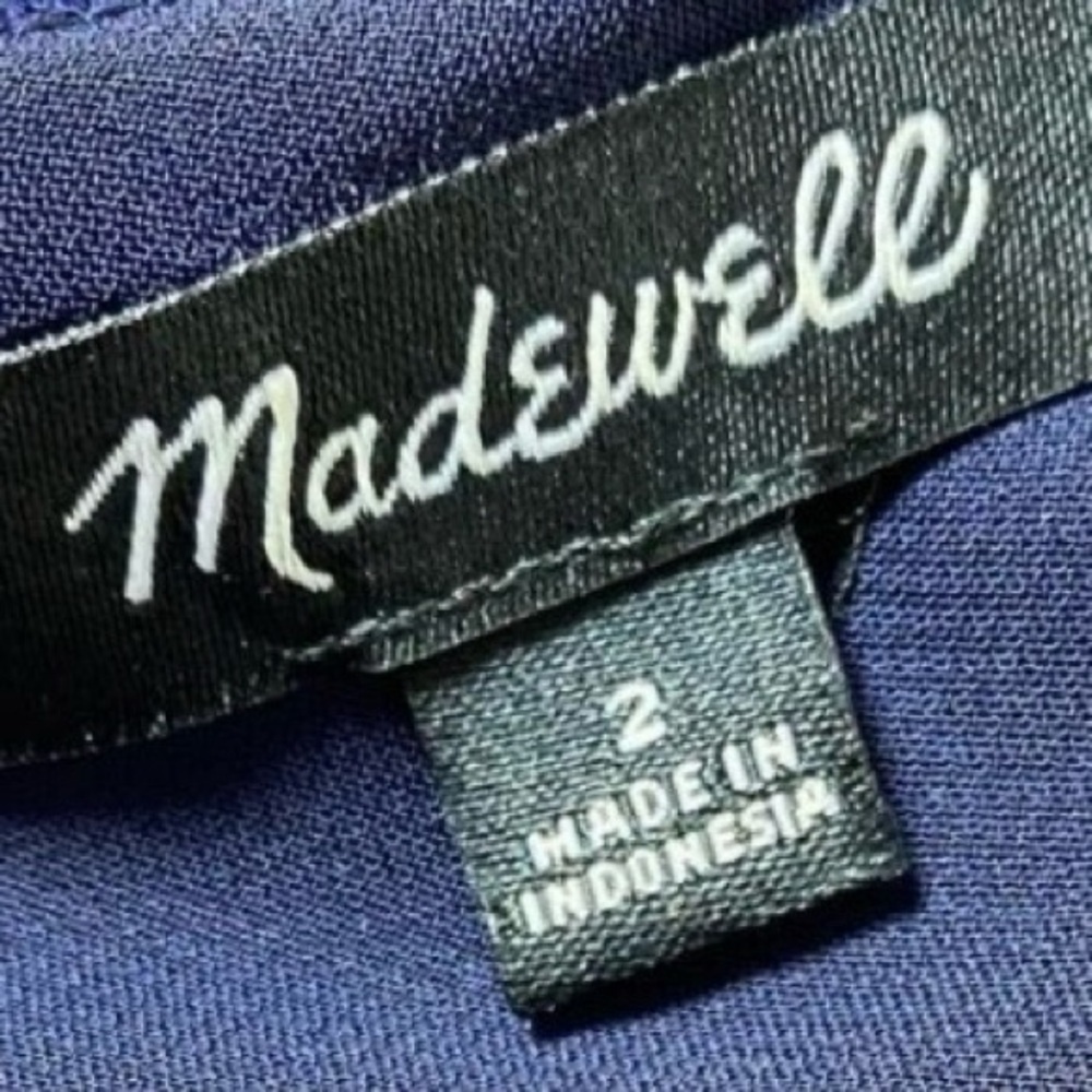 Madewell Blue Velvet Button Front Cami Top Size 2 - Picture 8 of 9